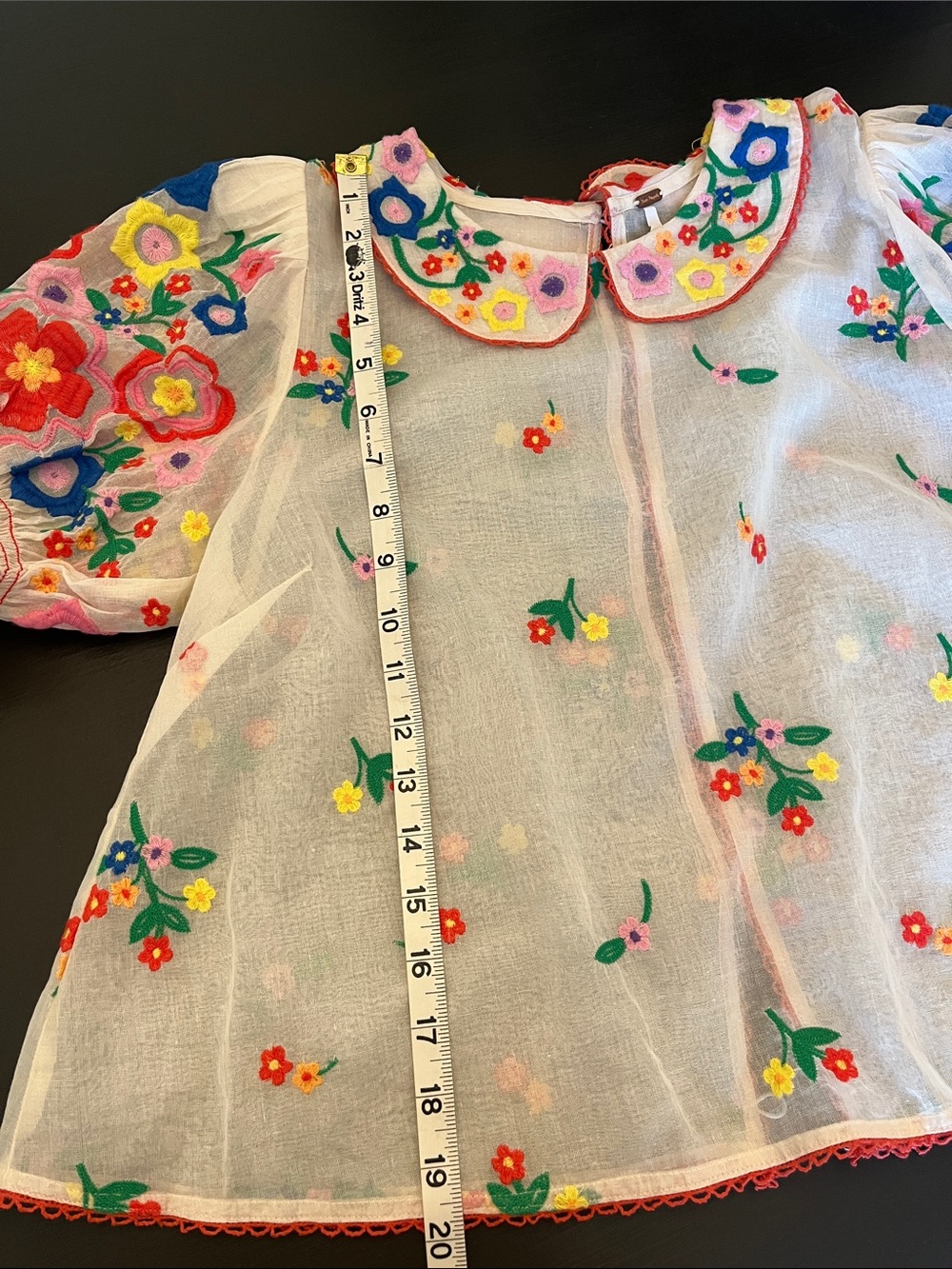 FREE PEOPLE EMBROIDERED SHEER TOP S - Picture 9 of 10